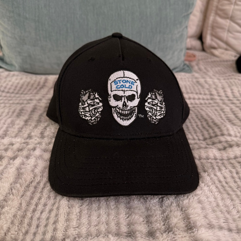 WWE Stone Cold Steve Austin Skull Snapback Hat Black Embroidered Baseball Cap OS
